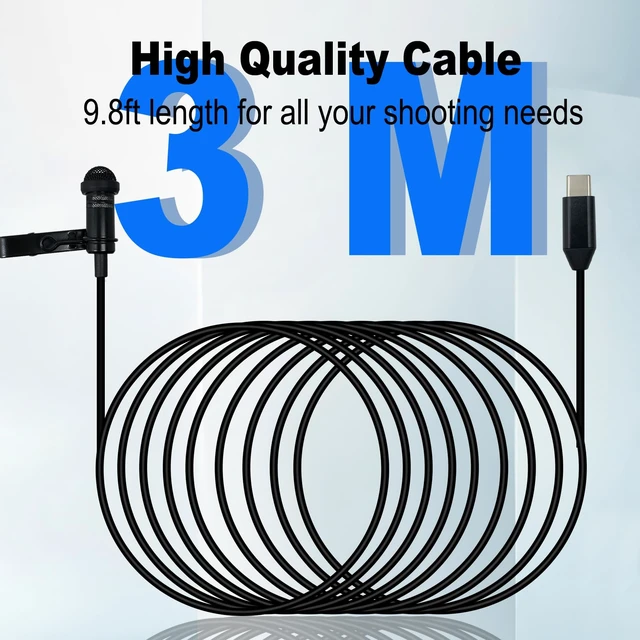 Alt view image 4 of 7 - Type C Lavalier Microphone for iPhone 17/16/15 Pro Max | for Galaxy S25 S24 S23 S22 S21, Smartphone USB C Android Devices, for iPad 10/Pro Air 5 4 Computers PC, for Live Streaming,3M