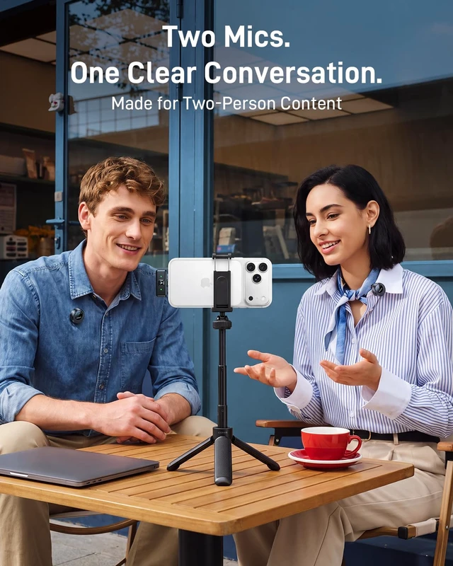 Alt view image 7 of 7 - Wireless Lavalier Microphone for iPhone Android, AI Noise Reduction | Studio-Grade Audio Quality, 45H Battery Life, 100ft Stable Wireless Range, Magnetic Dual Wearing Options, Clear Voice Capture
