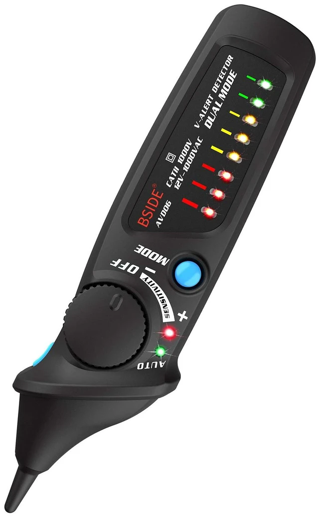 Main image of AVD06 Non Contact Voltage Tester Dual Mode AC Voltage Detector Pen 12-1000V | Adjustable Sensitivity Buzzer Alarm Live Wire Judgment with 8 LED