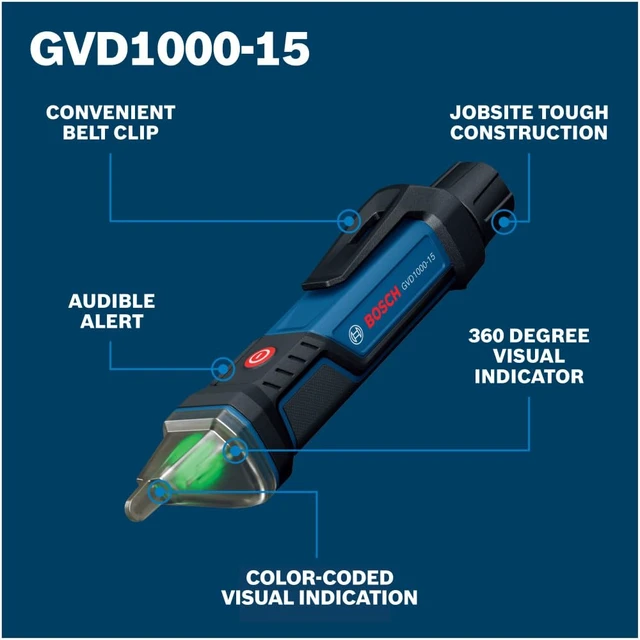 Alt view image 2 of 6 - GVD1000-15 Non Contact Voltage Tester Pen, HVAC & Electrician Tool | Detect 90-1000V AC with this electrical tester. Features audio alerts and a rugged pen design for reliable outlet testing.