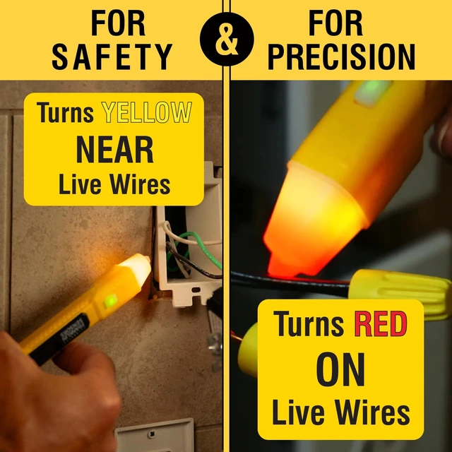 Alt view image 2 of 6 - Non-Contact Voltage Tester Standard+, 12-1000V AC, CAT II | Accurate 3-Sensor Voltage Tester Pen, Turns Red On Live Wire & Yellow Near Live Wire With Audible Alerts, Made in the USA