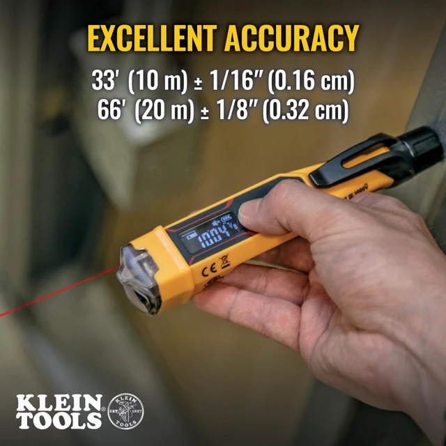 Alt view image 3 of 7 - NCVT-6 Non-Contact Volt Tester, 12 - 1000V AC Pen with Integrated Laser Distance Measure, LED and Audible Alarms, Pocket Clip