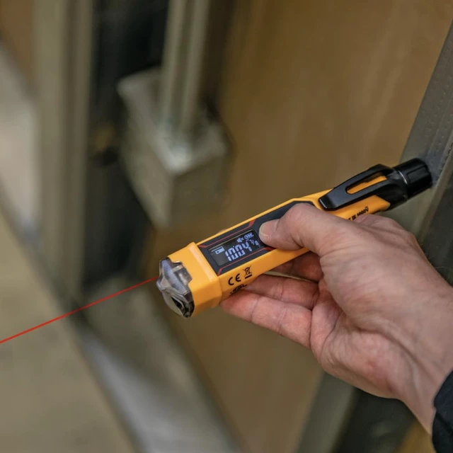 Alt view image 7 of 7 - NCVT-6 Non-Contact Volt Tester, 12 - 1000V AC Pen with Integrated Laser Distance Measure, LED and Audible Alarms, Pocket Clip