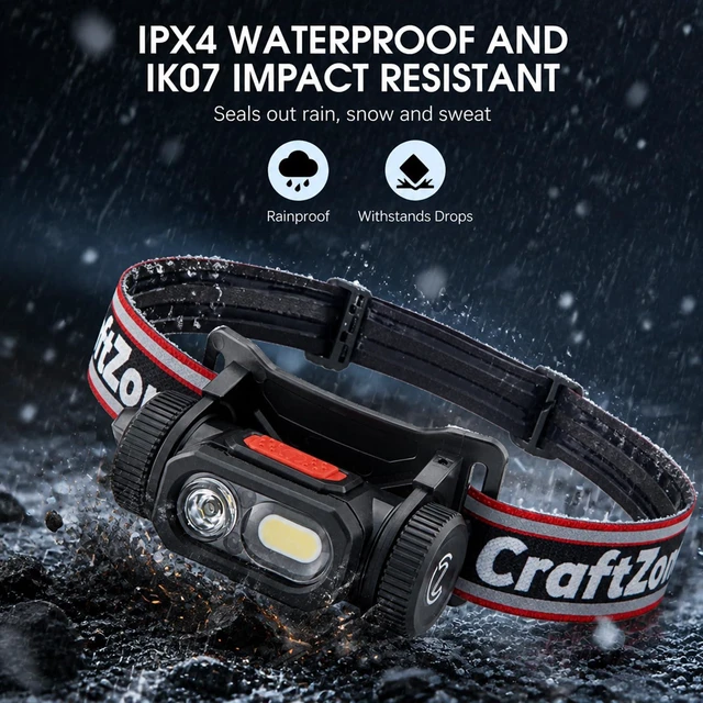 Alt view image 3 of 7 - LED Rechargeable Headlamp Flashlight for Camping Red | LED Headband Light with Motion Sensor Dual Power: Battery & Rechargeable, Waterproof Work Light for Hiking Fishing Running
