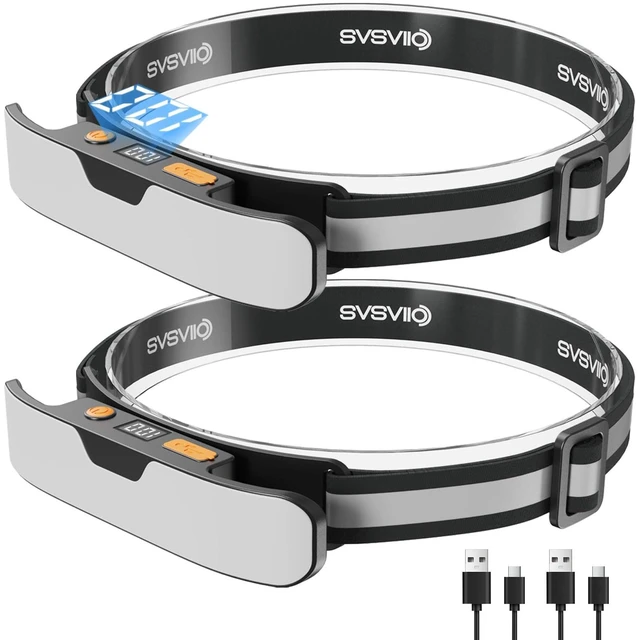 Main image of K0206*2PCS 1500 Lumens Rechargeable LED Headlamp,Super Bright 230° Wide Beam Head lamp,3 Modes,Lightweight,IPX5,Head Lights for Forehead,Hard Hat Flashlight for Adults Camping Essentials Gear