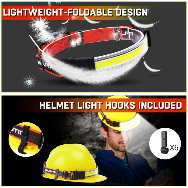 Alt view image 7 of 7 - Rechargeable Headlamp,Super Bright 1500 Lumens 6 Modes Head Lamp Led Rechargeable with Tail Red Light,Wide Beam Led Headlamp Waterproof for Adults Outdoor Camping Hiking Hunting Accessories