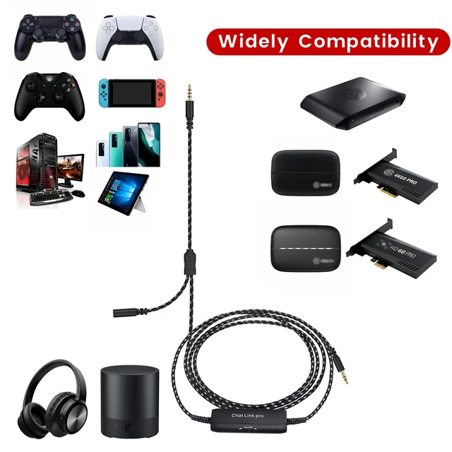 Alt view image 5 of 7 - HD60 S+ Chat Link Pro Cable for Elgato 4K S, 4K X, HD60 X Capture Card | Chat Adapter with in-line Isolator Compatible with Nintendo Switch, Xbox One, PS4 and PS5, 6.6ft Long