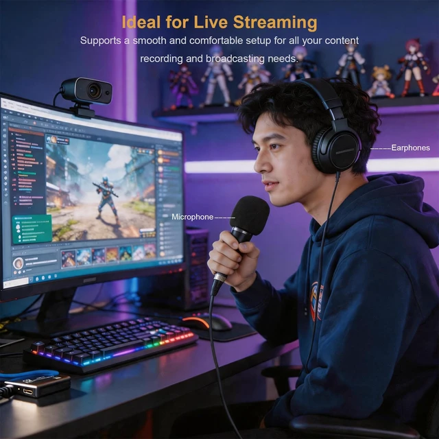 Alt view image 4 of 7 - 4K HDMI Capture Card,USB Video Game Capture,1080P 60FPS & 4K Video Capture Device,Game Screen Recorder Streaming Equipment,Work for PS5/PS4/Switch/OBS/PC/Camera Black