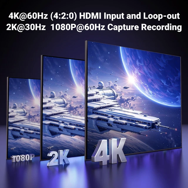 Alt view image 3 of 7 - Full HD 2K 30Hz 1080P 60FPS Video Capture Card USB C 3.0 | Headphone Mic Port, 4K@30Hz Loop Out, Low Latency for Streaming Gaming Meeting Recording Compatible with Switch2 PS4/5 PC Mac