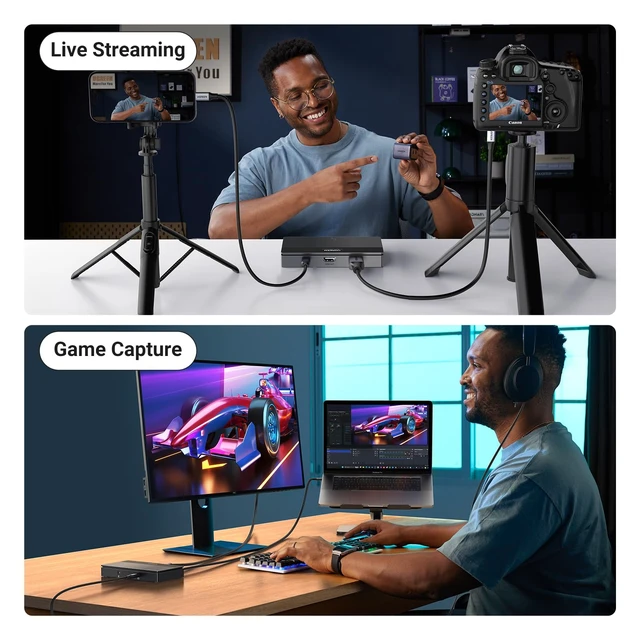 Alt view image 6 of 7 - Full HD 2K 30Hz 1080P 60FPS Video Capture Card USB C 3.0 | Headphone Mic Port, 4K@30Hz Loop Out, Low Latency for Streaming Gaming Meeting Recording Compatible with Switch2 PS4/5 PC Mac
