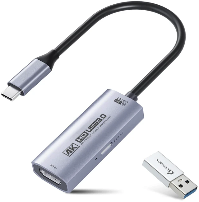 Main image of 4K USB 3.0 Video Capture Card for Streaming with PD 100W, 4K@60FPS | 2K120 FPS HDMI to USBC/A Capture Card for Streaming, Works with Pad, Tablet, MacOS, Switch2/1, Laptop, PC, Camera, VR, Silver