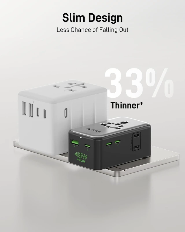 Alt view image 4 of 7 - Pulse Air 45W Universal Travel Adapter PD with 2AC/3USB-C/1USB-A | Slim & Compact Size Plug Adapter For US EU UK AU, Supports Fast Charging for Multi-Device, Not A Voltage Converter, Black