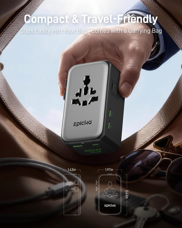 Alt view image 7 of 7 - Pulse Air 45W Universal Travel Adapter PD with 2AC/3USB-C/1USB-A | Slim & Compact Size Plug Adapter For US EU UK AU, Supports Fast Charging for Multi-Device, Not A Voltage Converter, Black