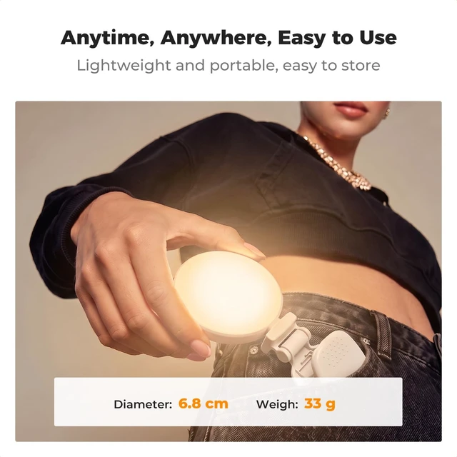 Alt view image 6 of 7 - LEDs Selfie Light, 3 Interface Modes, Rechargeable Phone Light | Ra95 CRI, 3-in-1 Mounts, 9 Light Modes, 600mAh Battery, 33g Pocket Size, White, C7
