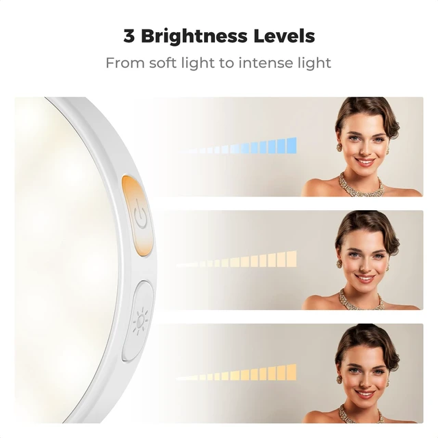 Alt view image 5 of 7 - LEDs Selfie Light, 3 Interface Modes, Rechargeable Phone Light | Ra95 CRI, 3-in-1 Mounts, 9 Light Modes, 600mAh Battery, 33g Pocket Size, White, C7