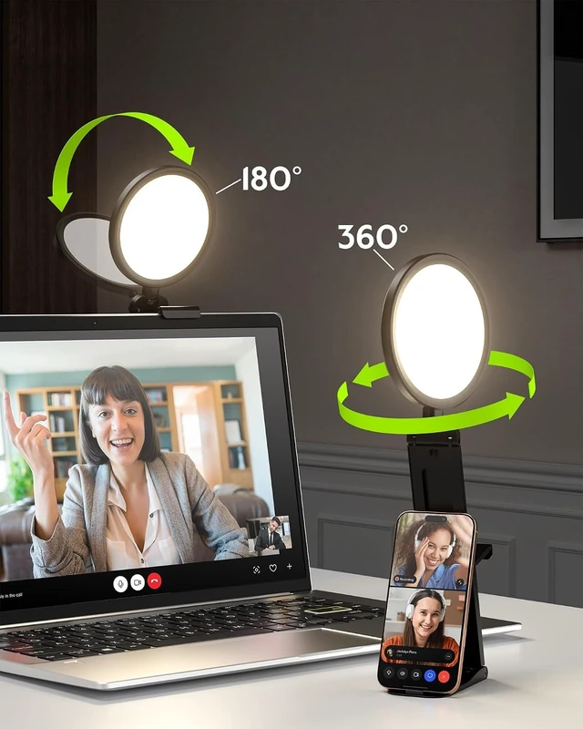 Alt view image 5 of 7 - Ring Light for Computer, Eye-Care Lighting for Zoom Call, Streaming | Ultra Soft Diffused Light, CRI>97.8, 50 Modes, Memory, Screen-safe Clip, Portable for Laptop, Monitor & Webcam