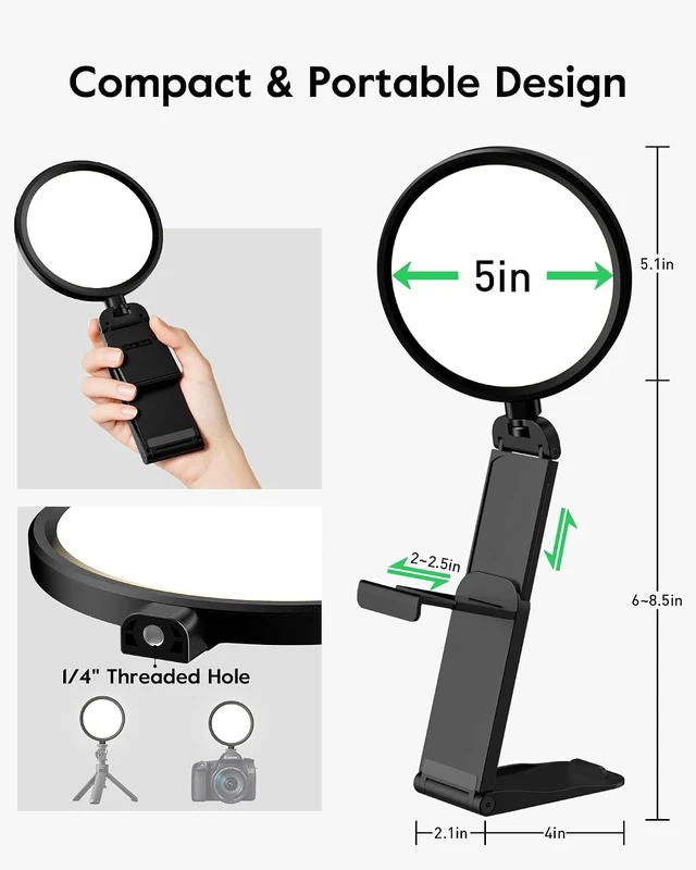 Alt view image 7 of 7 - Ring Light for Computer, Eye-Care Lighting for Zoom Call, Streaming | Ultra Soft Diffused Light, CRI>97.8, 50 Modes, Memory, Screen-safe Clip, Portable for Laptop, Monitor & Webcam