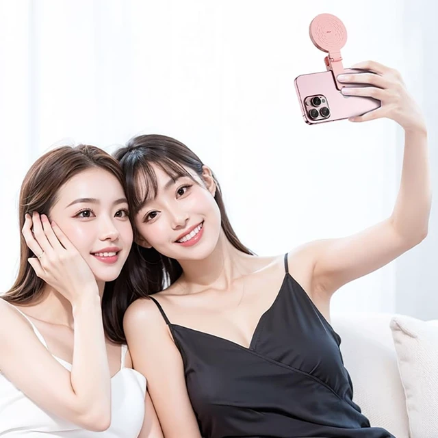 Alt view image 3 of 7 - Phone Light, Clip-On Selfie Light with Mirror, Adjusted 3 Lighting Modes, Portable Ring Light for Makeup, Selfie, Video Conference, TikTok, Vlog (Pink)