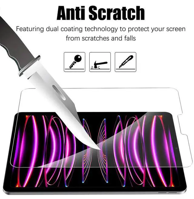 Alt view image 6 of 7 - For iPad Pro 11 inch 2022, 9H Clear Screen protector Tempered Glass,Scratch-Proof, Case friendly