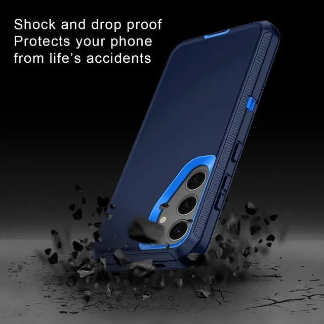 Alt view image 4 of 4 - For Samsung Galaxy S24/S24 Plus/S24 Ultra Shockproof Military Defender Case,Dark Blue+Blue