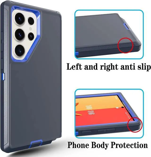 Alt view image 3 of 6 - For Samsung Galaxy S24/S24 Plus/S24 Ultra Shockproof Military Defender Case,Dark Blue+Blue