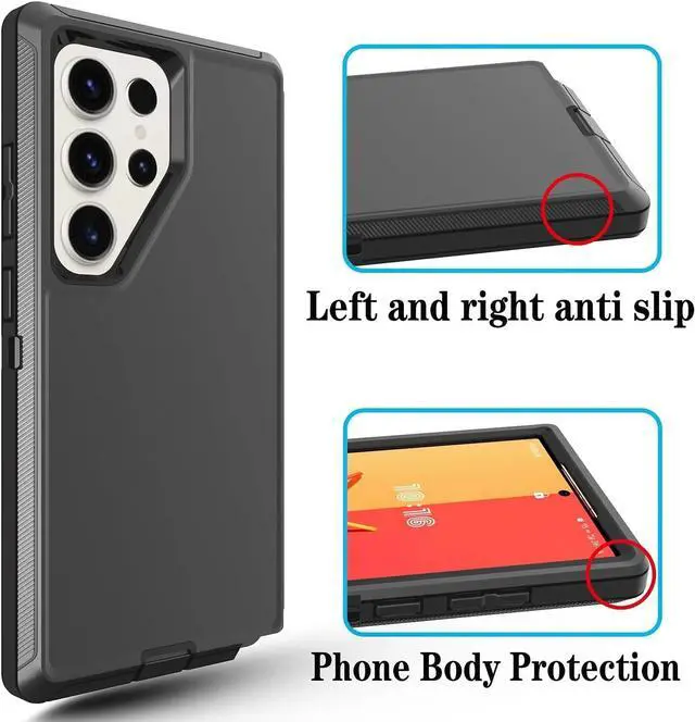 Alt view image 2 of 4 - For Samsung Galaxy S24/S24 Plus/S24 Ultra Shockproof Military Defender Case,Black+Black