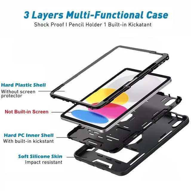 Alt view image 2 of 7 - For iPad Air 4th Gen 2020 / iPad Air 5th Gen 2022 10.9" Case Military Shockproof Heavy Duty Case