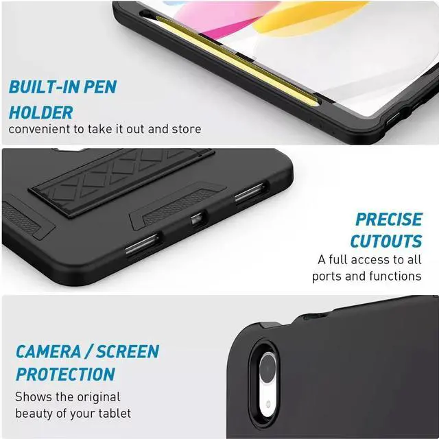 Alt view image 6 of 7 - For iPad Air 4th Gen 2020 / iPad Air 5th Gen 2022 10.9" Case Military Shockproof Heavy Duty Case