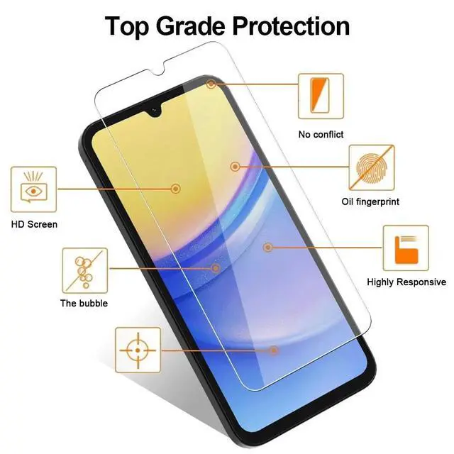 Alt view image 2 of 6 - For Samsung Galaxy A15 5G- Premium 9H Hardness Tempered Glass Screen Protector, Case Friendly
