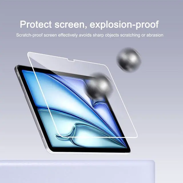 Alt view image 3 of 6 - For iPad Air 11" 2024/2025 Tempered Glass Screen Protector - HD Clear, Anti-Scratch