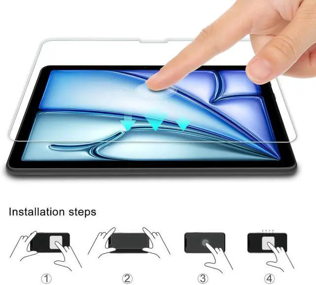 Alt view image 2 of 7 - For iPad Air 11" 2024/2025 Tempered Glass Screen Protector - HD Clear, Anti-Scratch