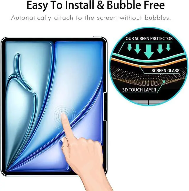 Alt view image 6 of 7 - For iPad Air 11" 2024/2025 Tempered Glass Screen Protector - HD Clear, Anti-Scratch