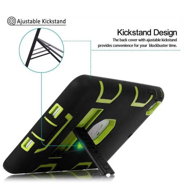 Alt view image 3 of 7 - For Apple iPad 2/3/4,Shockproof Military Heavy Duty Rubber Kickstand Case Cover