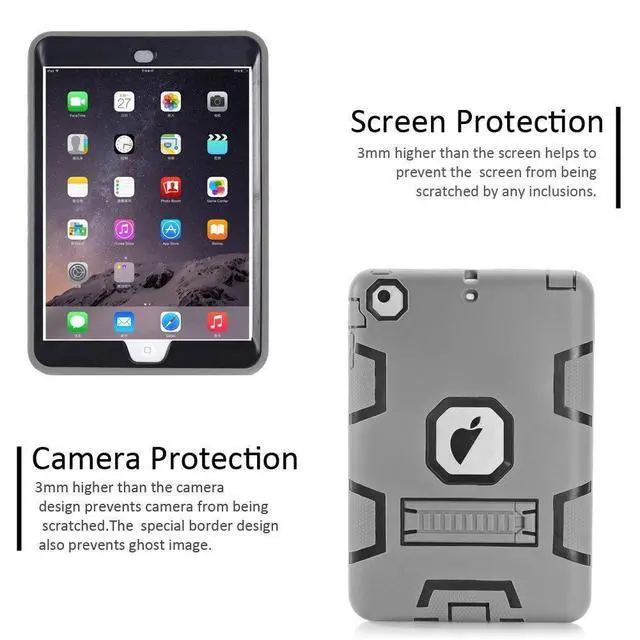 Alt view image 7 of 7 - For Apple iPad 2/3/4,Shockproof Military Heavy Duty Rubber Kickstand Case Cover