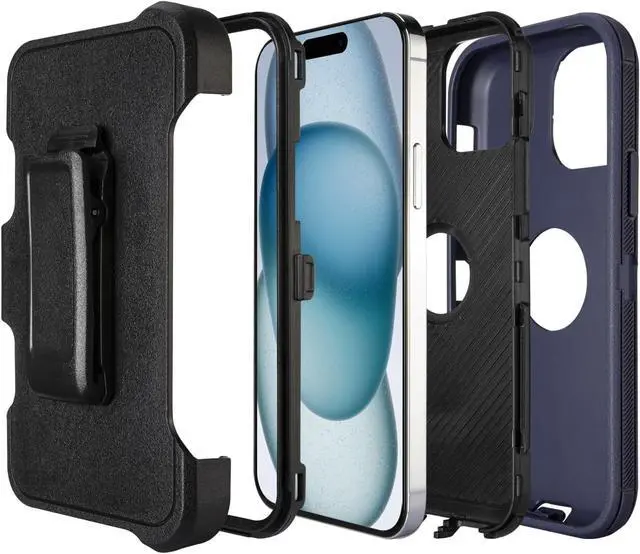 Alt view image 2 of 5 - Case For iPhone 15 Pro Max Shockproof Defender Rugged Case Holster W/Belt Clip