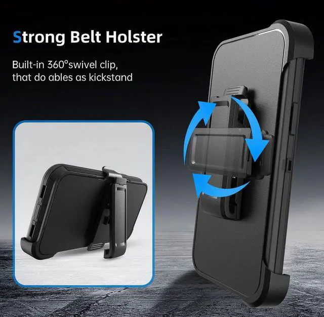 Alt view image 5 of 5 - Case For iPhone 15 Pro Max Shockproof Defender Rugged Case Holster W/Belt Clip