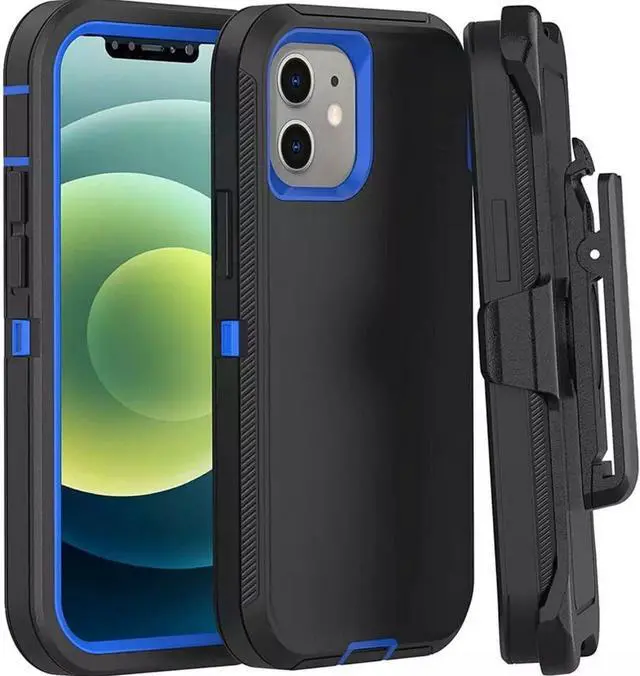 Alt view image 2 of 6 - Case For iPhone 14 Plus, Shockproof Defender Case W/Belt clip,Black+Black,For Apple iPhone 14 Plus