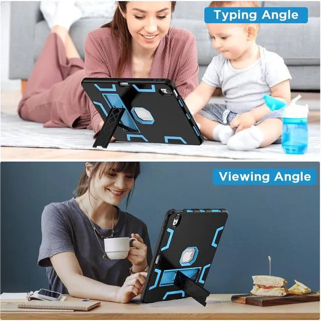 Alt view image 6 of 6 - For Apple iPad Air 11" 2024 Shockproof Military Heavy Duty Kickstand Case ,3-Layer Protective Cover, Anti-Drop,