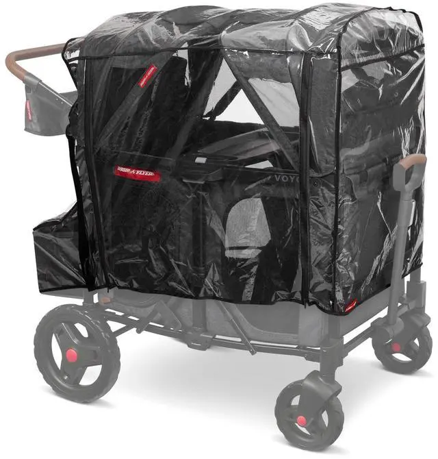 Main image of Rain Cover with Bag for Voya XT Quad Stroller Wagon - Clear/Black