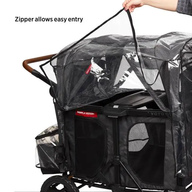 Alt view image 3 of 5 - Rain Cover with Bag for Voya XT Quad Stroller Wagon - Clear/Black