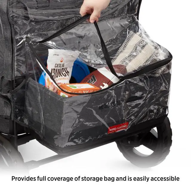 Alt view image 4 of 5 - Rain Cover with Bag for Voya XT Quad Stroller Wagon - Clear/Black