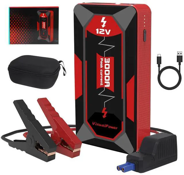 Main image of 3000A Portable Car Jump Starter, 12V Battery Booster for 6.0L Gas/4.0L Diesel, 9 Safety Protections, Power Bank, 3-Mode LED Flashlight & Hard Case