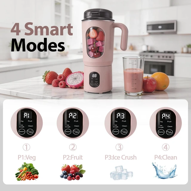 Alt view image 2 of 7 - Portable Blender for Smoothies, 580ML USB-C Rechargeable Personal Blender