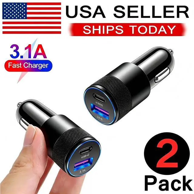 Main image of 2Pack 2 Port PD USB-C Fast Car Charger for iPhone Samsung