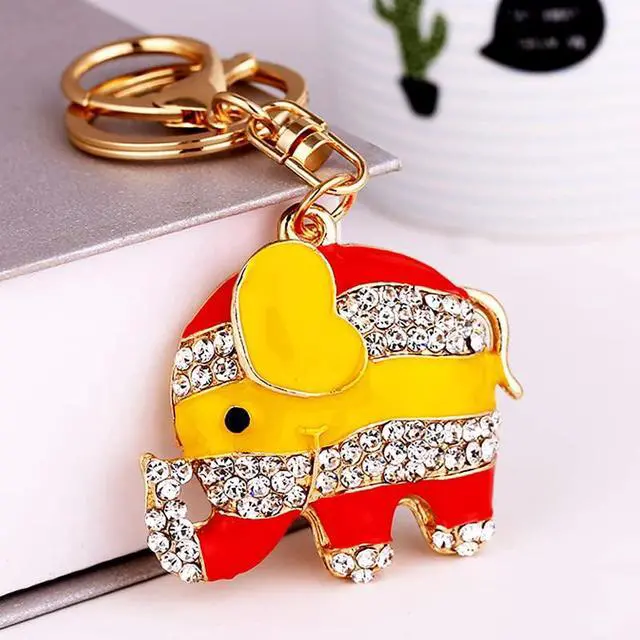 Alt view image 2 of 6 - xiexuelian Cartoon Diamond-Encrusted Elephant car Key Chain Alloy Bag Pendant Small Gift Gift giveaway 1Pcs(+)