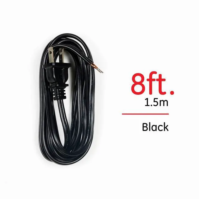 Alt view image 3 of 5 - Power Gear 8 Ft Lamp Cord, Polarized Molded Plug, 2-Prong, DIY Repair/Replacement, UL Listed, Black, 54435