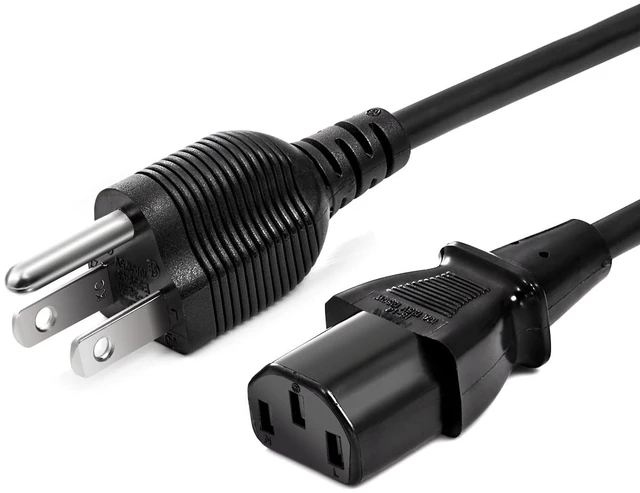 Main image of UL Listed Monitor Power Cord 10ft Personal Computer PC 10A 125V | Vizio 3 Prong for Plasma bravia uhd smart TV, Supply Plug Replacement (IEC320C13) Universal AC Cable