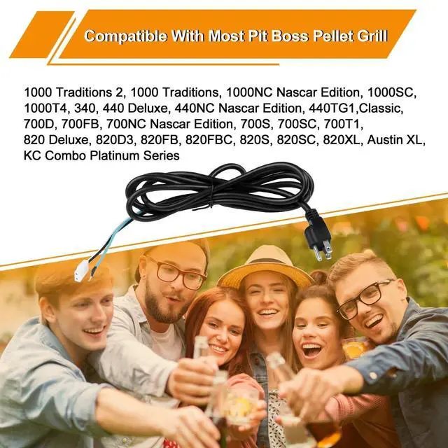 Alt view image 4 of 6 - 8 Feet Power Cord Replacement Parts Compatible with Pit Boss, Traeger Wood Pellet Smoker Grills