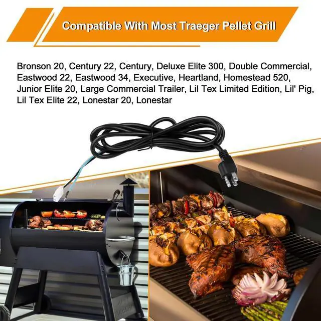 Alt view image 5 of 6 - 8 Feet Power Cord Replacement Parts Compatible with Pit Boss, Traeger Wood Pellet Smoker Grills