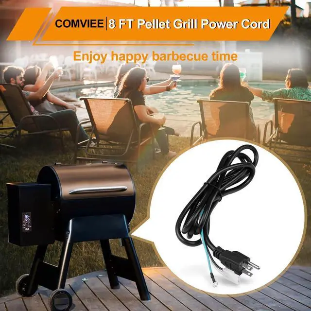 Alt view image 6 of 6 - 8 Feet Power Cord Replacement Parts Compatible with Pit Boss, Traeger Wood Pellet Smoker Grills
